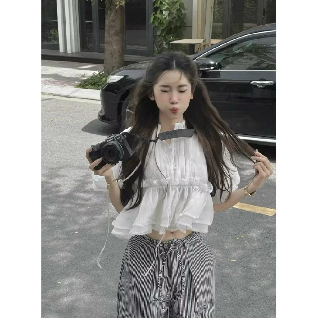 Áo Sơ Mi Babydoll Chất Tơ Xốp Bồng Bềnh Tay Phồng 2 Lớp | BigBuy360 - bigbuy360.vn