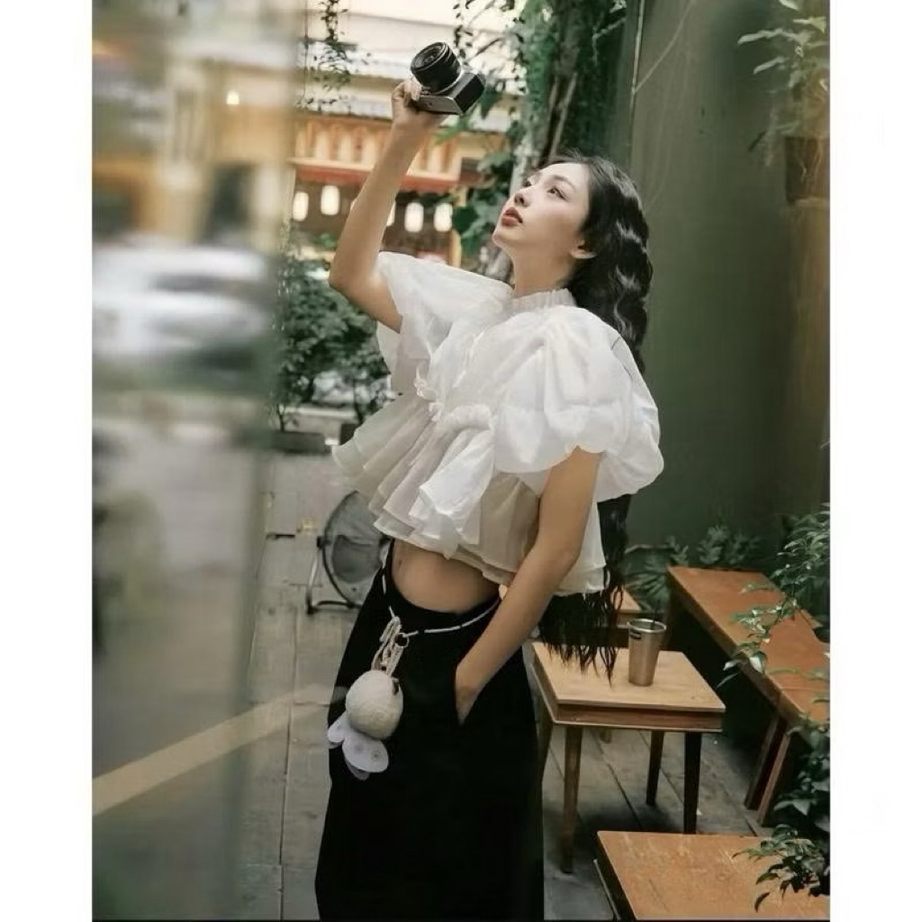 Áo Sơ Mi Babydoll Chất Tơ Xốp Bồng Bềnh Tay Phồng 2 Lớp | BigBuy360 - bigbuy360.vn