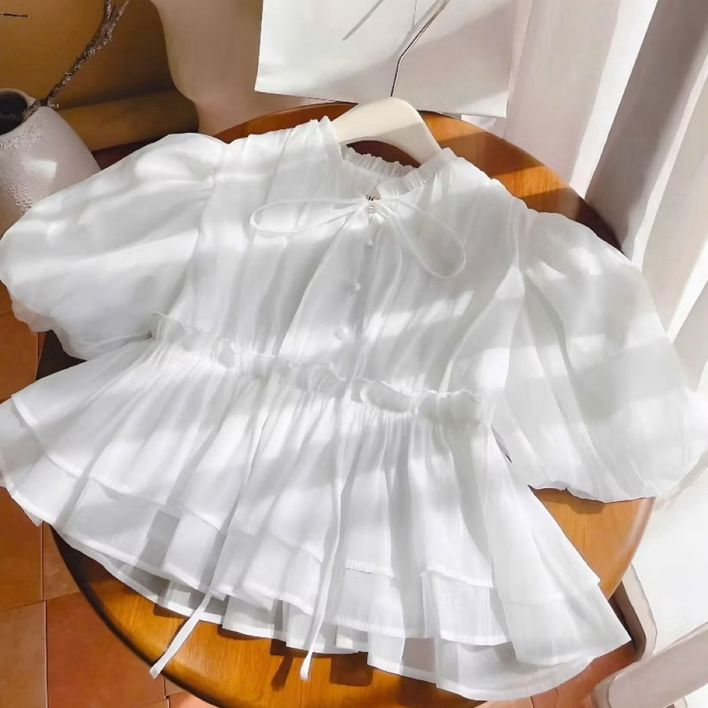 Áo Sơ Mi Babydoll Chất Tơ Xốp Bồng Bềnh Tay Phồng 2 Lớp | BigBuy360 - bigbuy360.vn