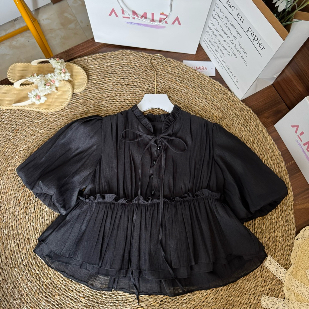 Áo Sơ Mi Babydoll Chất Tơ Xốp Bồng Bềnh Tay Phồng 2 Lớp | BigBuy360 - bigbuy360.vn