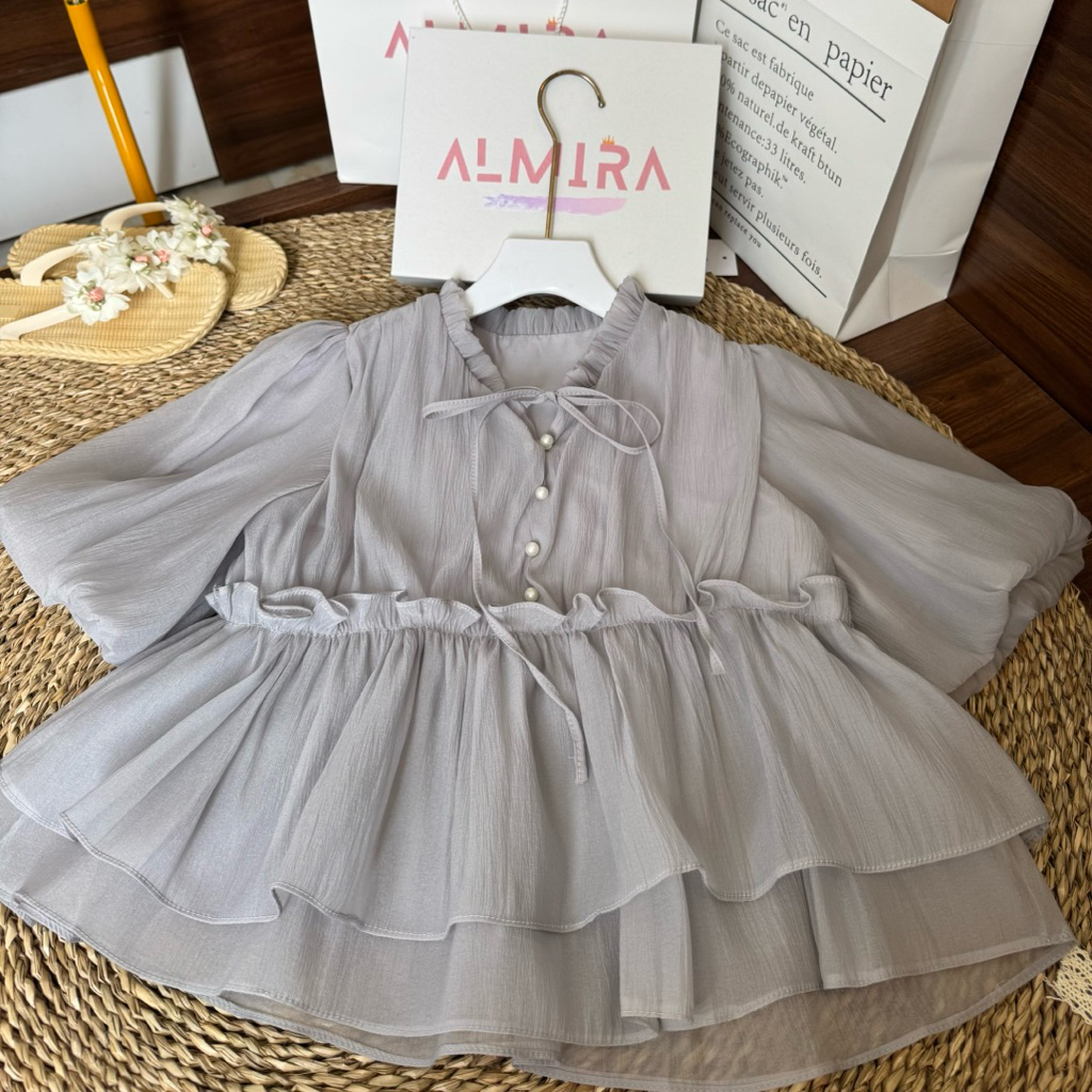 Áo Sơ Mi Babydoll Chất Tơ Xốp Bồng Bềnh Tay Phồng 2 Lớp | BigBuy360 - bigbuy360.vn