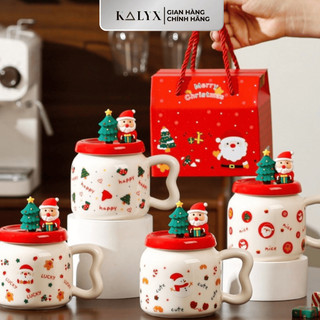  Hộp Quà Tặng Ly Sứ Giáng Sinh hình Noel hộp đỏ 400ml - Ly Sứ Quà Tặng KALYX 