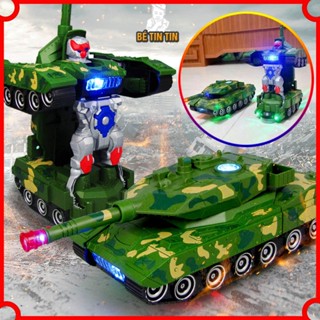  Đồ chơi Xe Tăng Biến Hình Robot tự động cho trẻ em có đèn Led và Nhạc nền dùng pin vui nhộn cho bé  Loại tốt  