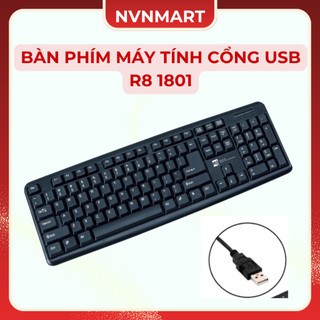 Bàn phím máy tính văn phòng có dây R8 1801 cổng usb - màu đen