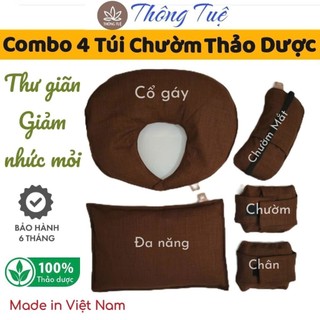 Combo 4 Túi Chườm Thảo Dược Thông Tuệ - Chườm Cổ gáy, Chườm Mắt, Chườm Đa Năng và Chườm Chân