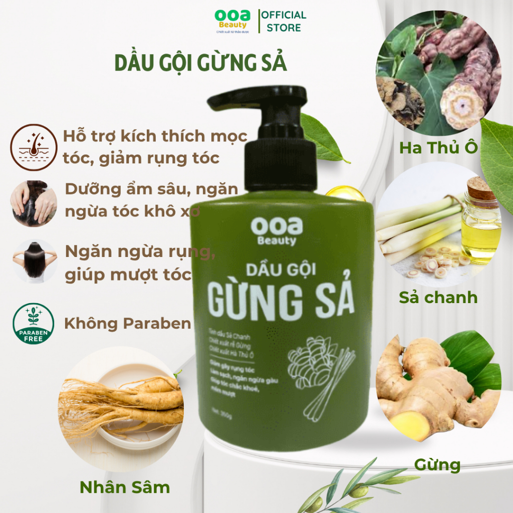 V Dầu Gội Gừng - Dầu Gội - Dầu Gội Đầu - Giảm Rụng Tóc, Hỗ Trợ Mọc Tóc – Làm Sạch Da Đầu,- Ooa Beaut