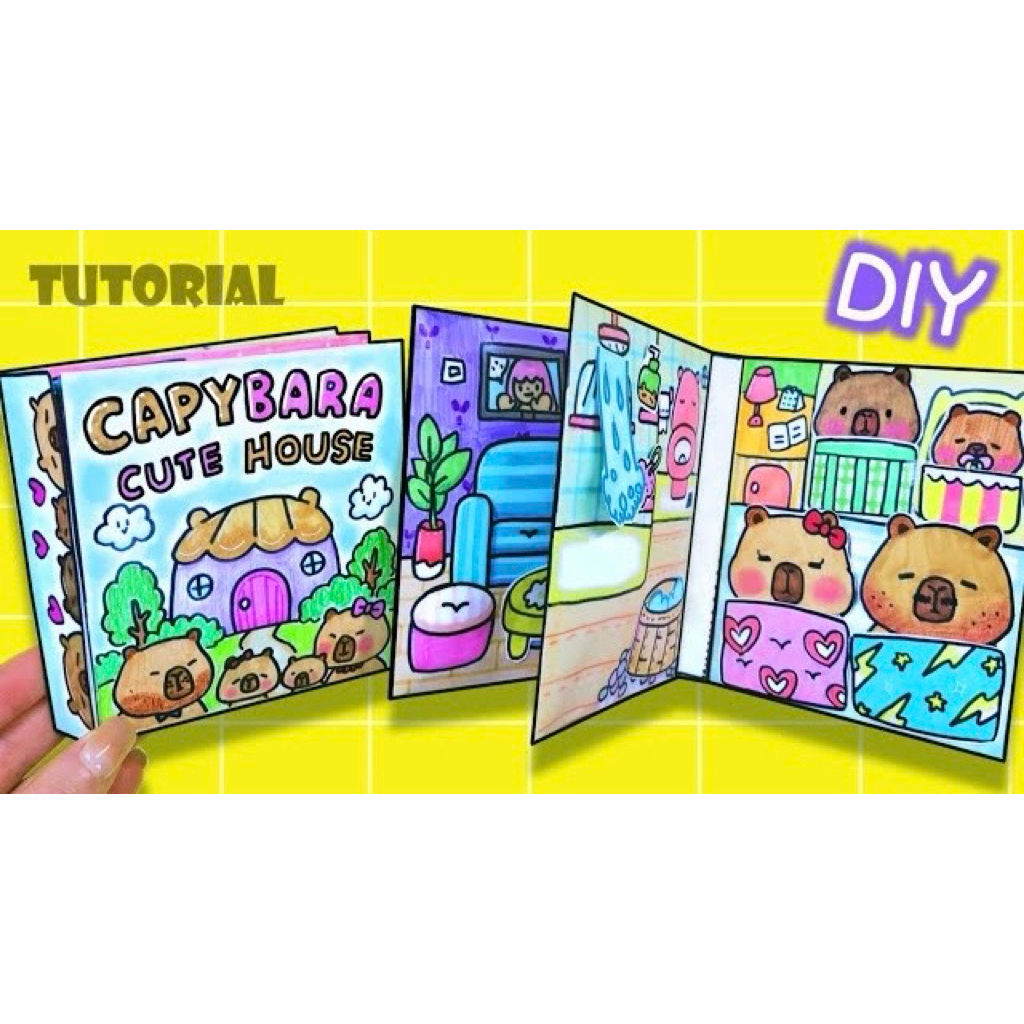 Ngôi nhà Mini của Gia đình Capybara - Đồ chơi búp bê giấy Squishy