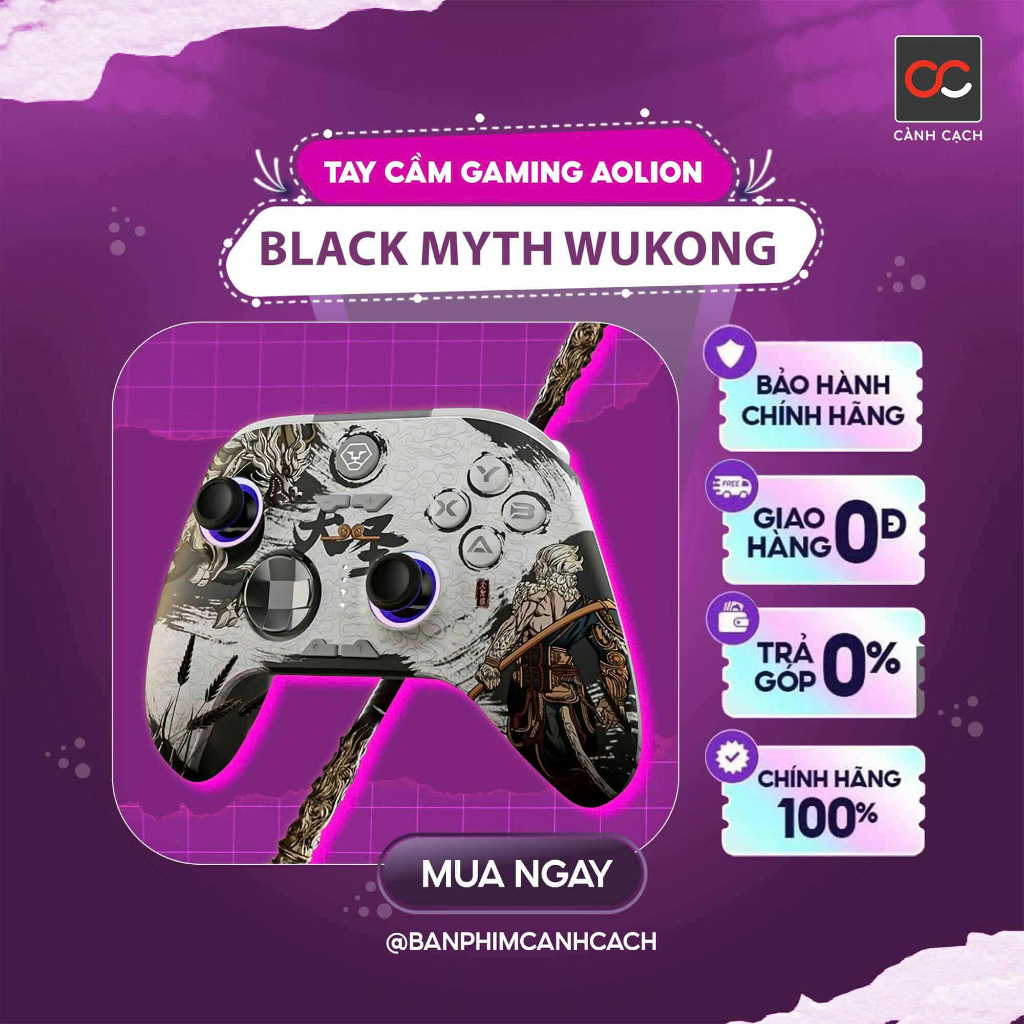 Tay Cầm Aolion Great Sage 2 Double Hall Effect Black Myth Wukong