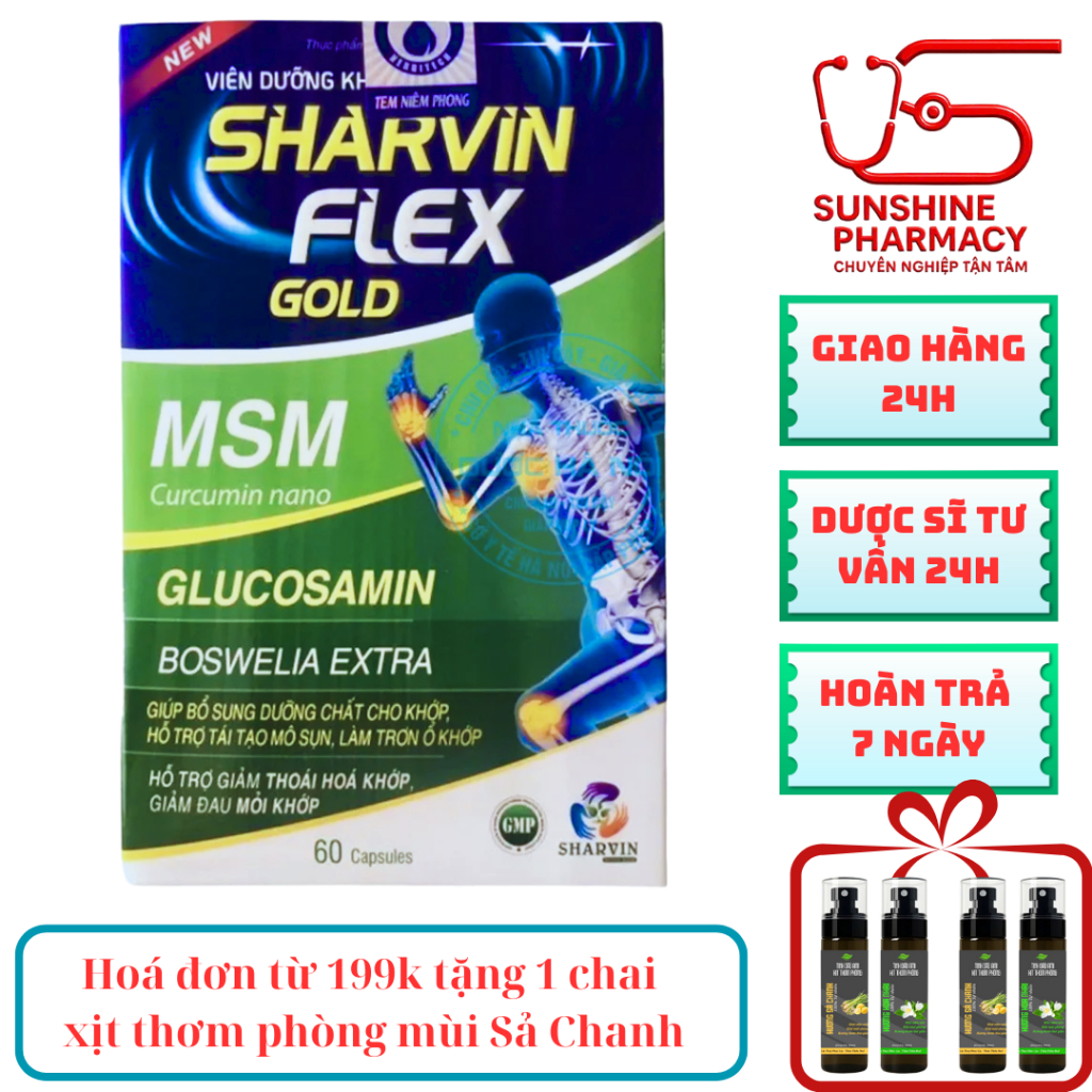 [CHÍNH HÃNG] Viên uống dưỡng khớp SHARVIN FLEX GOLD Hộp 60 viên
