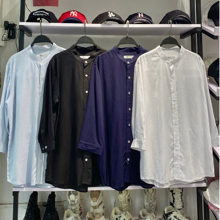 Áo sơ mi Linen cổ trụ The Best Choice Hàn Quốc