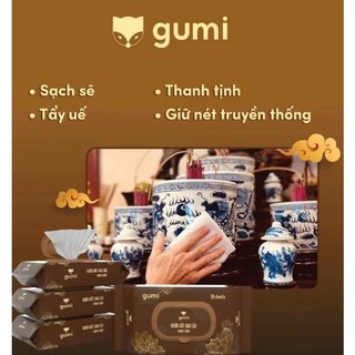 Khăn Ướt Bao Sái Lau Bàn Thờ GUMI Gói 30 Tờ Siêu Dai Hương Trầm Thơm Sạch Sẽ thờ cúng linh thiêng
