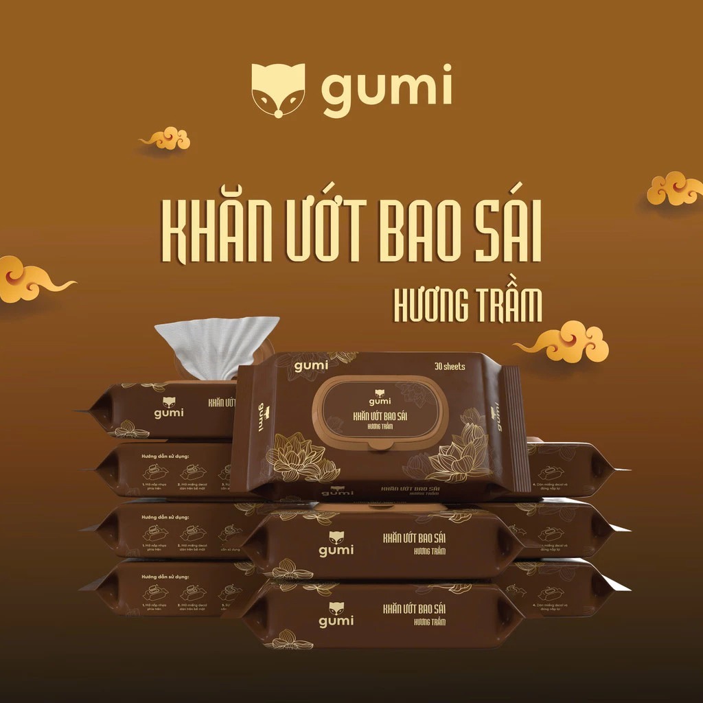 Khăn Ướt Bao Sái Lau Bàn Thờ GUMI Gói 30 Tờ Siêu Dai Hương Trầm Thơm Sạch Sẽ thờ cúng linh thiêng