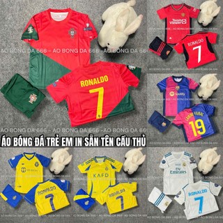  Áo Bóng Đá Áo Đá Banh Trẻ Em CLB In Sẵn Ronaldo số 7  - Vải Mè Thái Cao Cấp - In Sẵn Cr7 