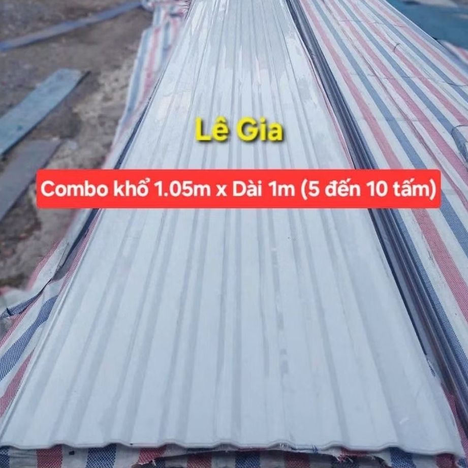 5 tấm đến 10 tấm.Tấm nhựa poly khổ 1,05m x dài 1m x Dày 8zem,tấm nhựa lấy ánh sáng che nắng mưa