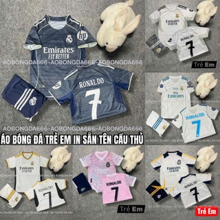  Áo Bóng Đá Áo Đá Banh Trẻ Em CLB In Sẵn Ronaldo số 7.  - Vải Mè Thái Cao Cấp - In Sẵn Cr7 