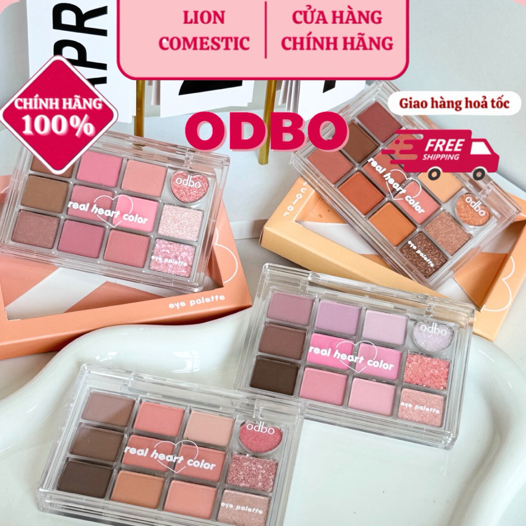 [ODBO] Bảng Mắt Odbo (OD2019) 12 Ô Màu Real Heart Color Phấn Mắt ODBO Nội Địa Thái Lan Trái Tim Đa D