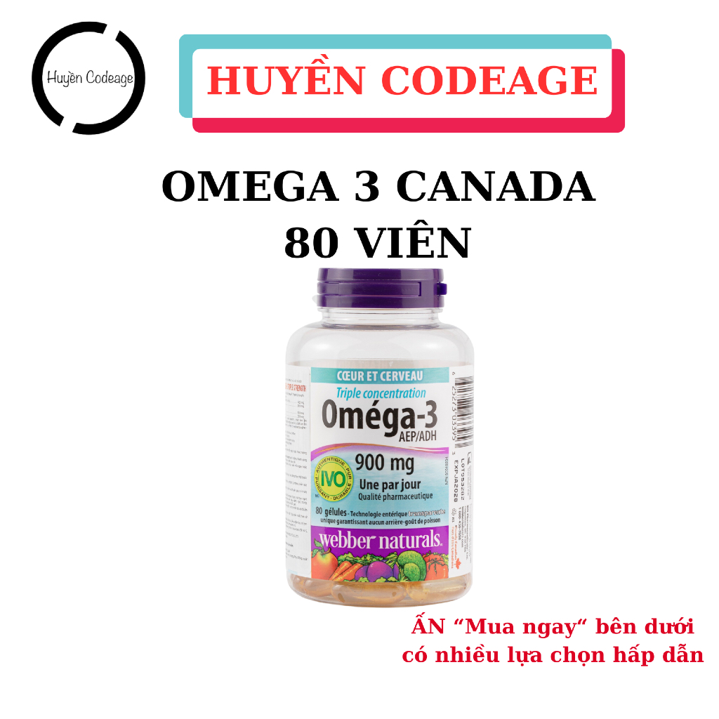 ( OMEGA3-CANADA)Viên Omega 3 Triple Strength Webber Naturals - hộp 80 viên hoặc 120 viên - Huyền Cod