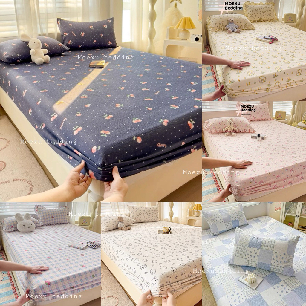 Bộ Ga Gối 3 Món Cotton Đũi Thun Lạnh Cao Cấp Dày Dặn, Mịn Mát Hàng Nhập