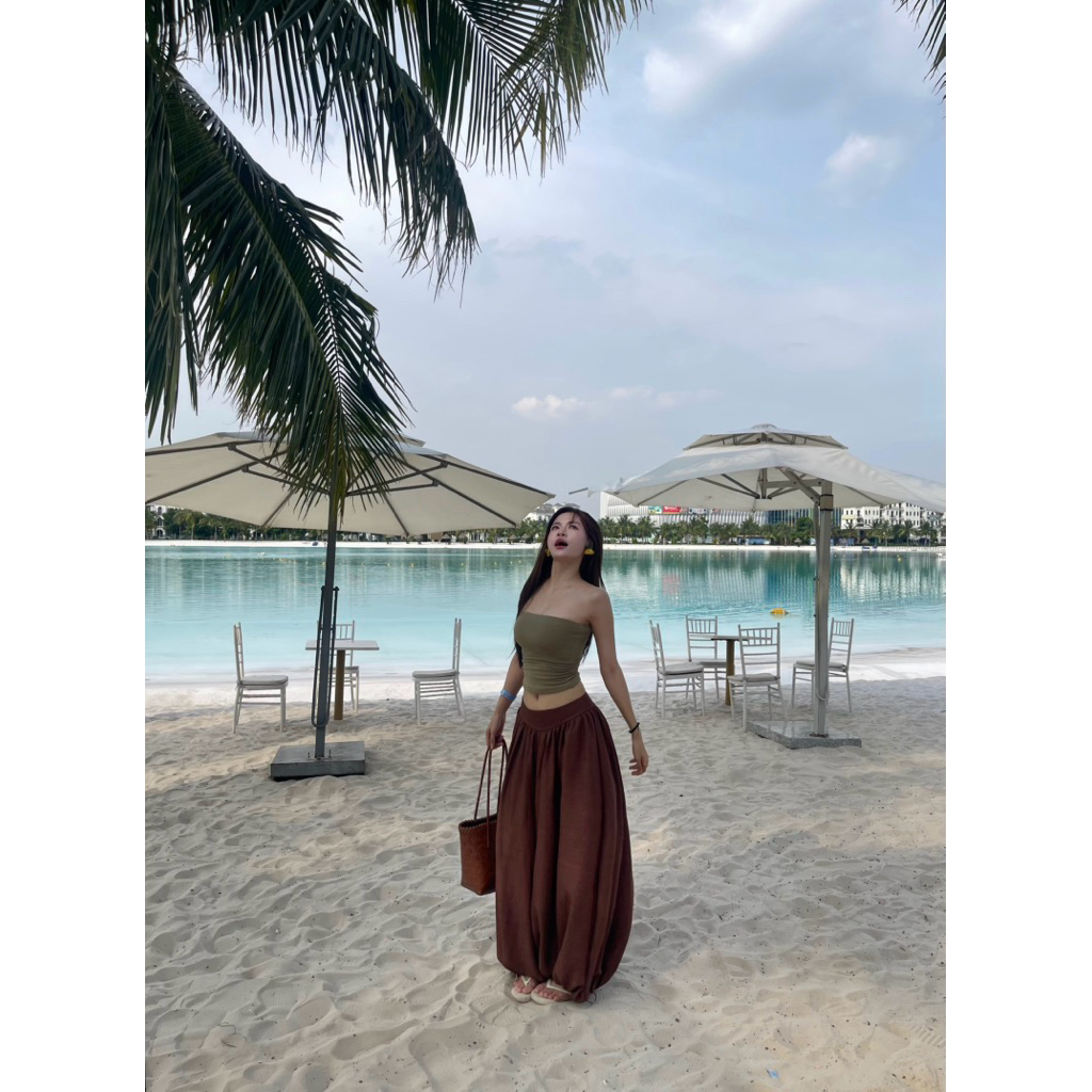 SUNTEAR - Quần ống rộng thụng Nữ xếp ly Alibaba tôn eo - Ali Pant