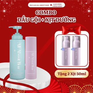   Tặng Xịt 50ml  Combo Xịt Dưỡng + Dầu Gội All About Hair Giúp Giảm Rụng Kích Mọc Tóc Nuôi Dưỡng Chắc Khỏe Bồng Bềnh 