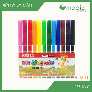  BLM01 - 12 cây bút lông màu bút dạ màu sắc tươi sáng an toàn cho bé 