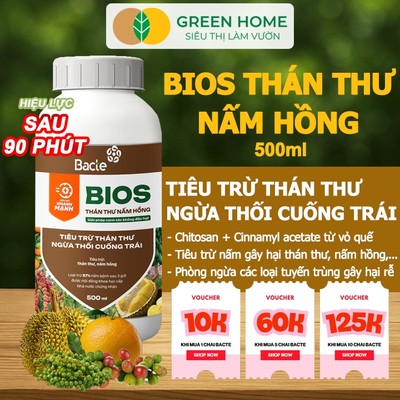 Chế Phẩm Sinh Học Bacte Bios Thán Thư Nấm Hồng, Green Home, Chai 500ml, Hiệu Lực Nhanh Mạnh