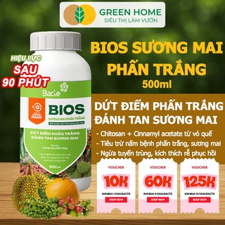 Chế Phẩm Sinh Học Bacte Bios Sương Mai Phấn Trắng, Green Home, Chai 500ml, Hiệu Lực Nhanh Mạnh
