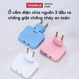 Ổ Cắm Chia Điện 3 Cổng Yosunlix Xoay 180 Độ Ổ Chia Nguồn 2500W Chống Giật Chống Cháy An Toàn