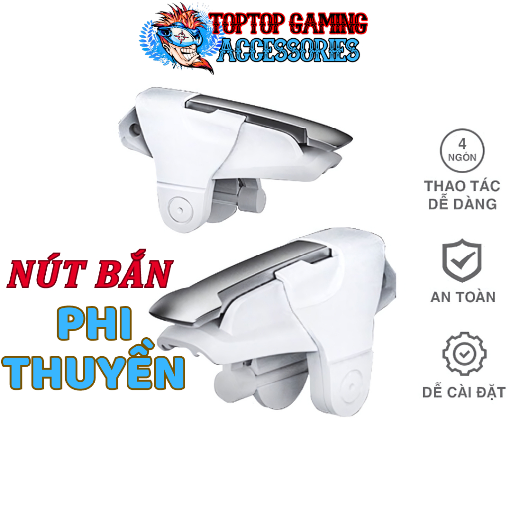 Nút bấm White Shark(Loại 1) Cho Game Free Fire, PUBG với ABS cùng hợp kim cao cấp siêu nhạy cực bền.