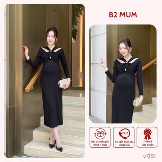  Váy Bầu Xoắn Ngực Sang Trọng - Dành Cho Mẹ Bầu Thêm Phần Rực Rỡ cho các sự kiện V1251 - B2MUM 