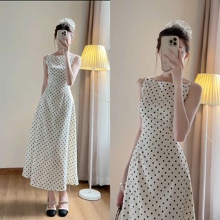  Váy tiểu thư dáng dài hàn quốc tiểu thư sẵn hàng kèm video Váy maxi chấm bi sang chảnh 