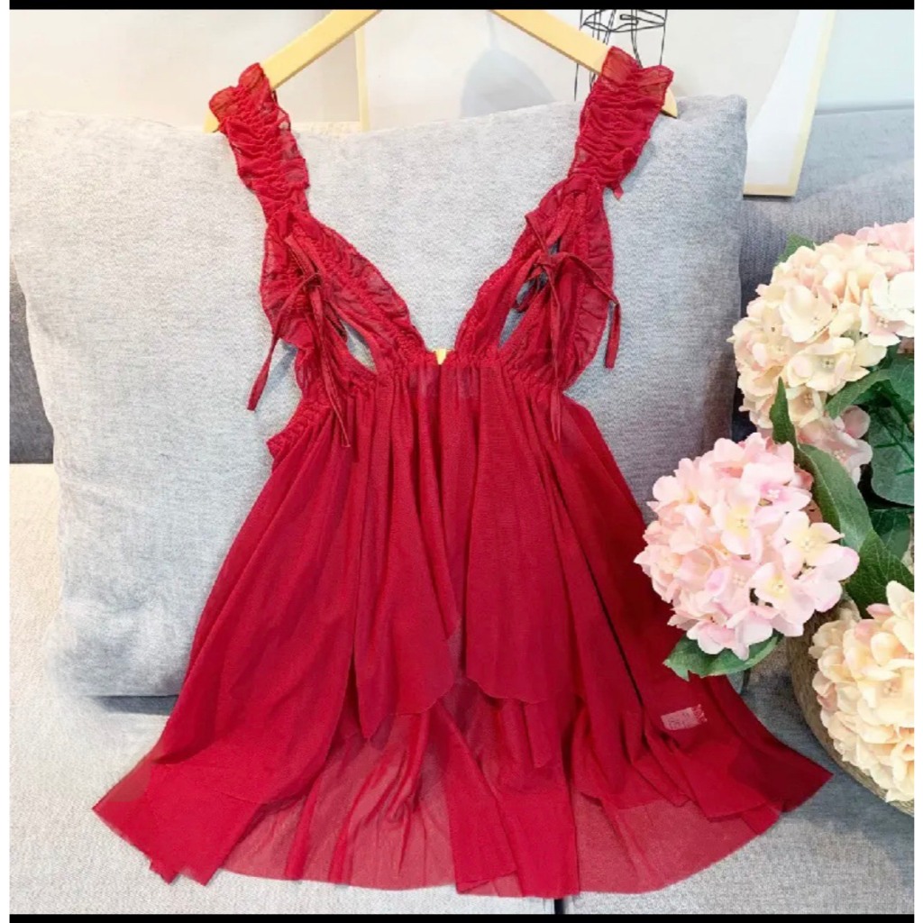 Váy ngủ ren bèo cài trước gợi cảm 5644 | BigBuy360 - bigbuy360.vn