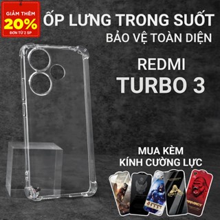 Ốp lưng Redmi Turbo 3 Cowcase trơn trong suốt | Ốp điện thoại Xiaomi dẻo bảo vệ camera đt toàn diện 