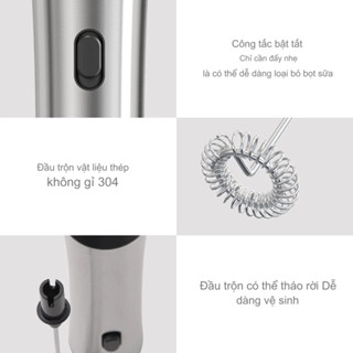 Máy Đánh Trứng XM Youpin Tạo Bọt Cafe Tặng 2 Đầu Trộn Công Suất 10W Chất Liệu Thép 304 Không Gỉ