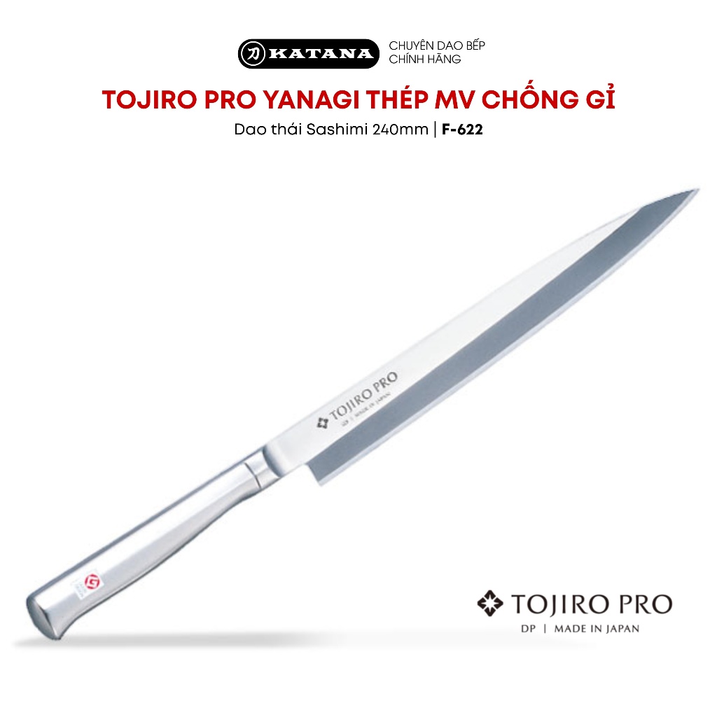 Dao bếp Nhật cao cấp TOJIRO PRO Yanagi thép MV chống gỉ - Dao thái Sashimi 240mm F-622