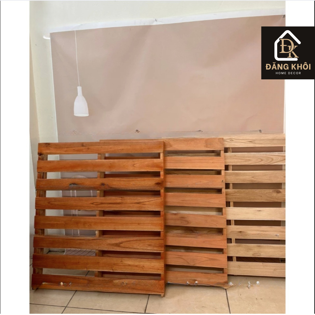 Giường Ngủ Pallet Gỗ Tự Nhiên Cao Cấp, Gỗ Mới, Cao 10cm, Pallet Gấp Gọn Hở Chân, Hàng Giống Video