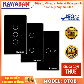 CÔNG TẮC WIFI ÂM TƯỜNG CHỮ NHẬT (KÍNH ĐEN VIỀN BẠC) CT1CB/CT2CB/CT3CB