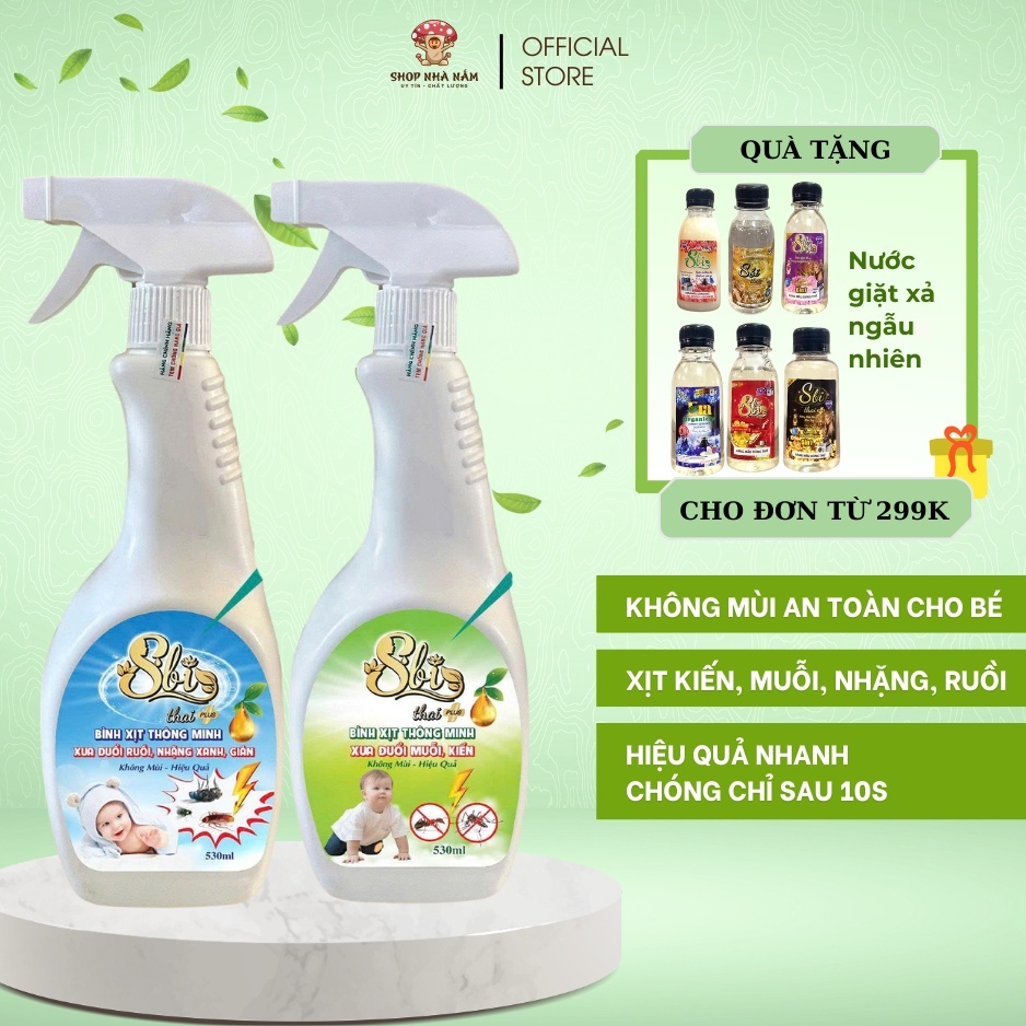    Có giấy kiểm định  Combo 2 chai xịt đuổi ruồi và muỗi Sbi sinh học 530ml giải pháp an toàn bảo vệ gia đình và trẻ em 