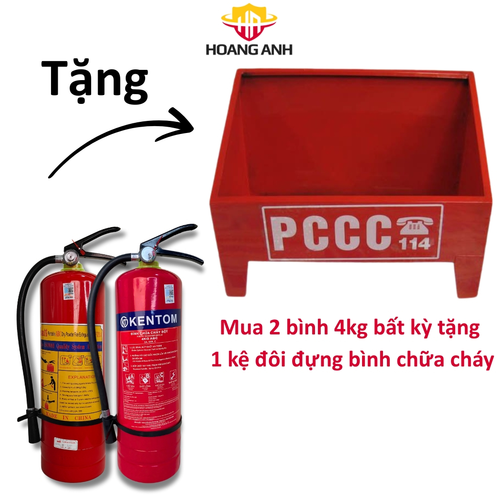 Combo 2 bình chữa cháy 4kg ( Tặng 1 kệ đựng 2 bình chữa cháy )