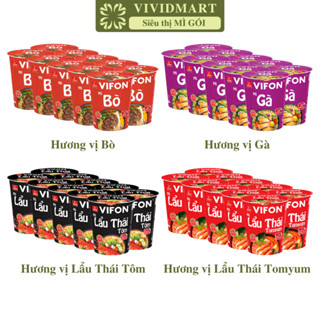   SET 10 LY  - VIFON - Mì ly Vifon 4 vị: Bò Gà Lẩu Thái Tomyum Lẩu Thái Tôm Mì ly ăn liền Vifon Mì Vifon ly  60g ly  