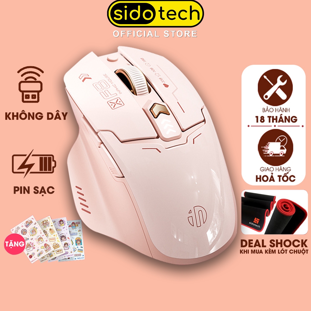 Chuột không dây silent cute SIDOTECH F8 wireless gaming sạc pin máy tính 6 nút chống ồn điều chỉnh DPI PC