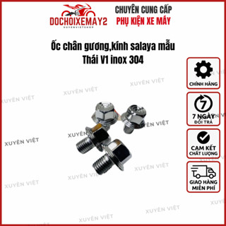 Ốc chân gương,kính salaya mẫu Thái V1 inox 304 kèm long đen kitaco (Chân Gương Mọi Thương Hiệu Xe Máy giá 1 ốc)