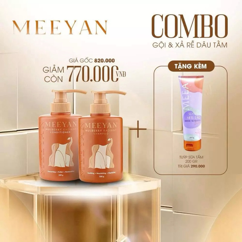 [Tặng Sữa Tắm] Combo Dầu Gội Xả MEEYAN Chiết Xuất Rễ Dâu Tằm - MeeA Organic