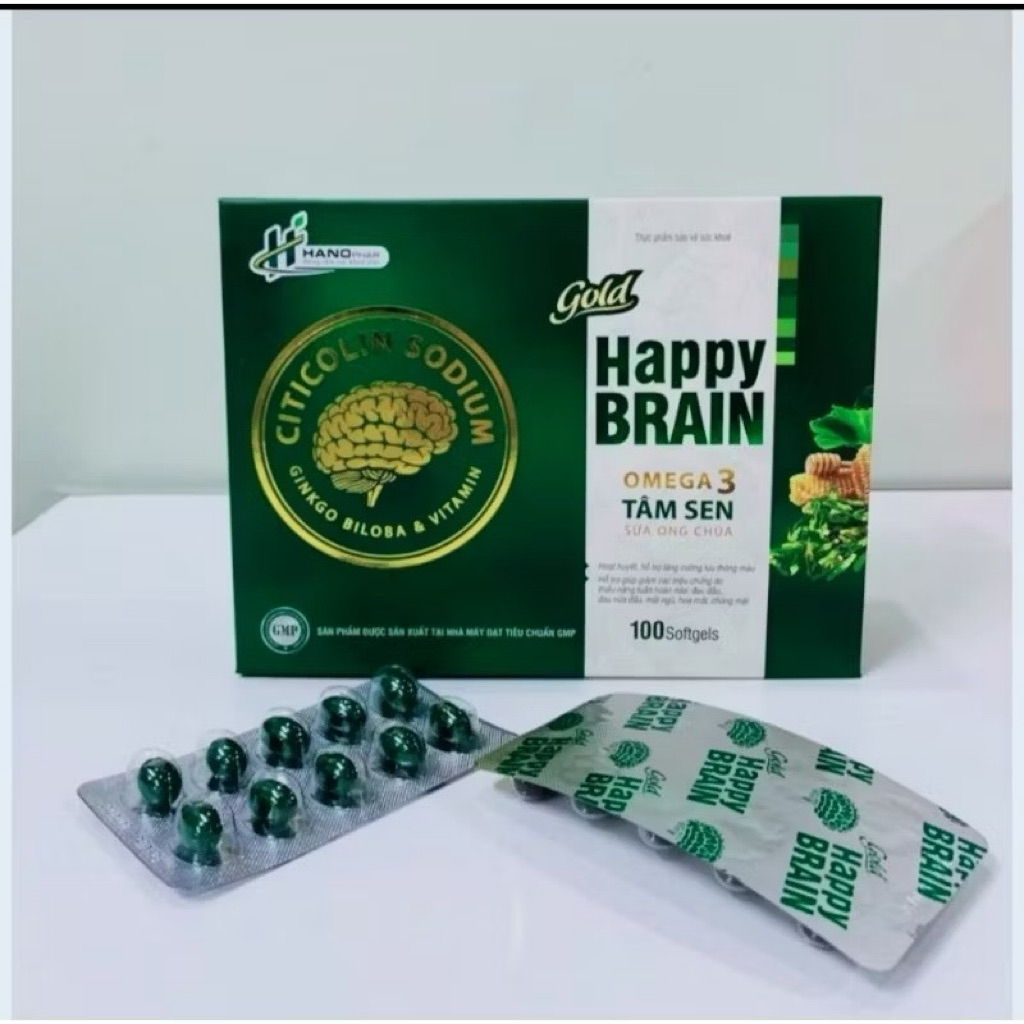 Gold Happy Brain - Hoạt huyết , tăng cường lưu thông máu , hỗ trợ giảm mất ngủ, đau đầu, chóng mặt