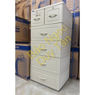 Tủ nhựa Duy Tân Tabi Vân gỗ trắng 5 tầng 6 ngăn (Giao Siêu Tốc)
