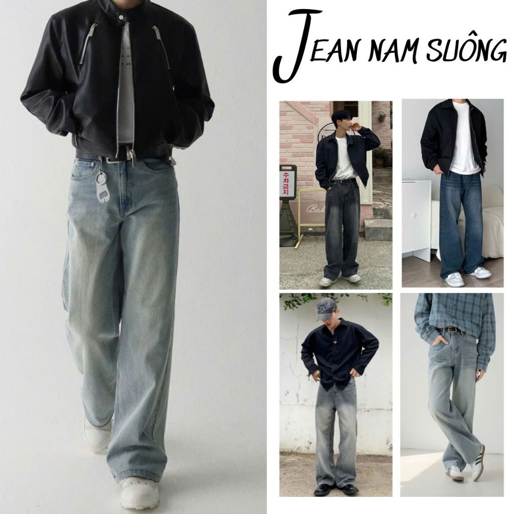 Quần jean nam SUÔNG ống rộng form rộng lưng cao RETRO WASH FABUMAN chất bò co giãn bigsize