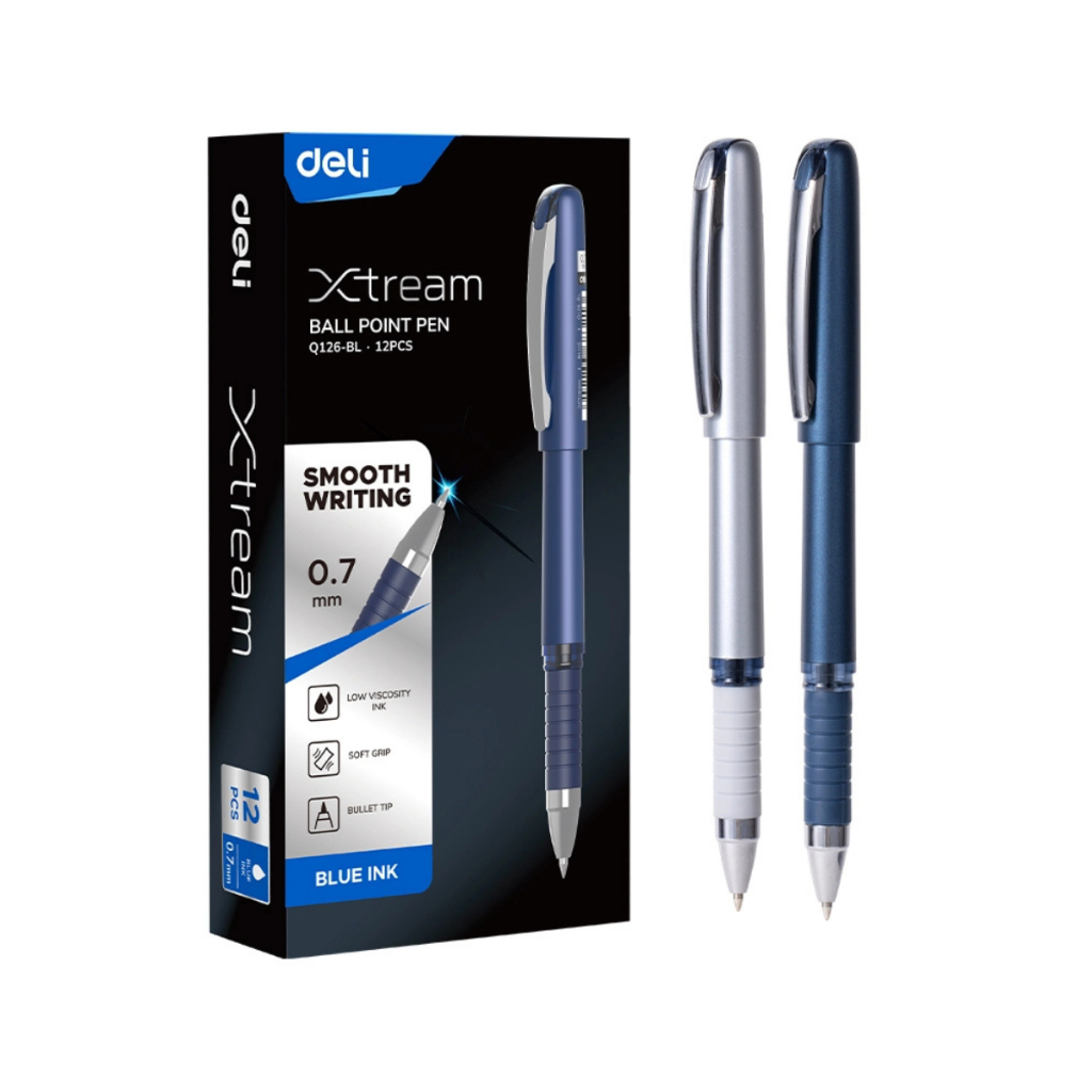 Bút bi đậy nắp Deli Xtream Q126 ngòi 0.7mm