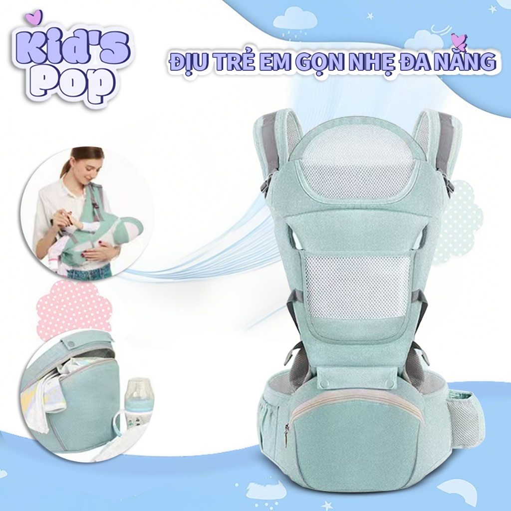 Địu Em Bé Sơ Sinh Có Đỡ Cổ, Địu Cho Bé Nhiều Màu Sắc, Chống Gù Đa Năng