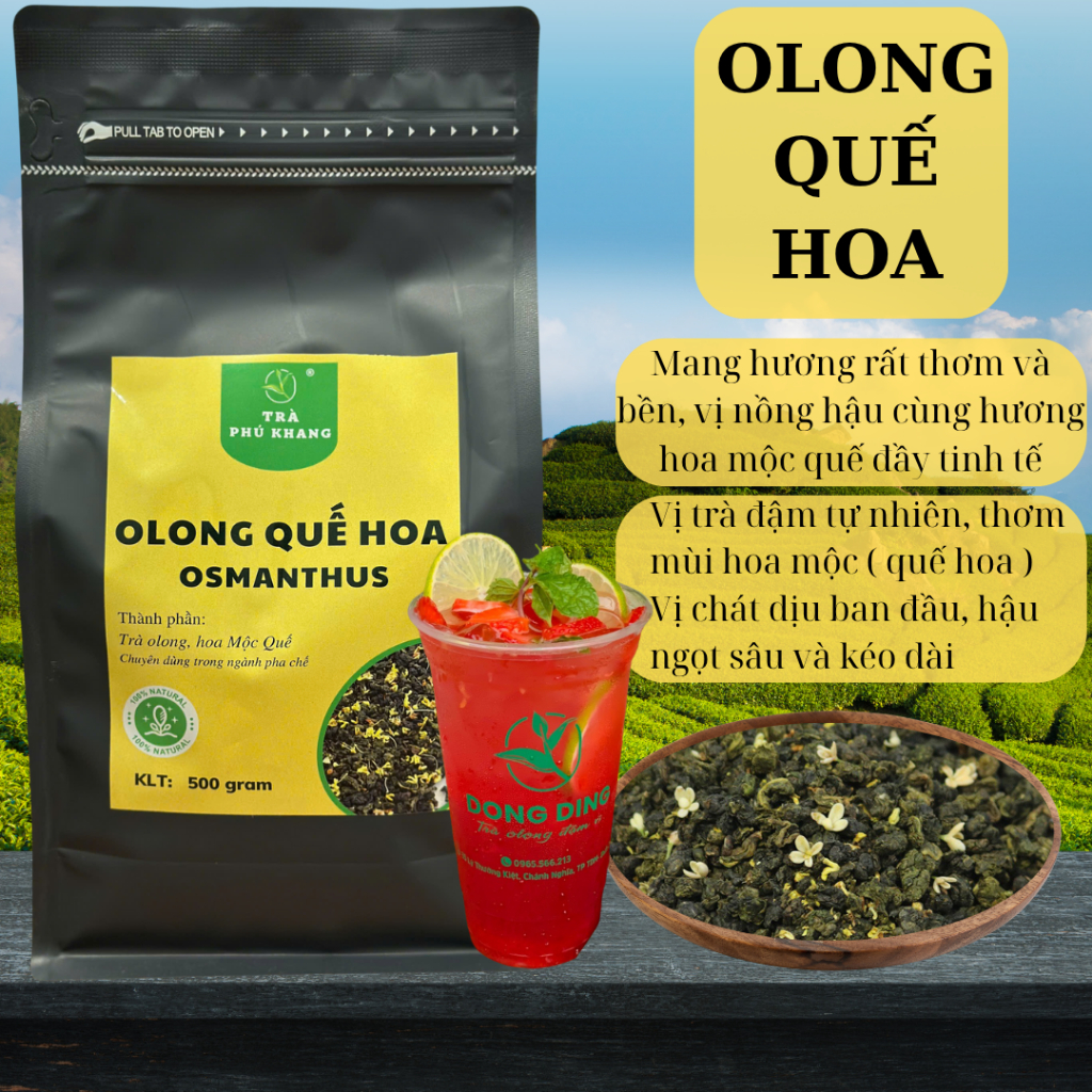 Trà Olong Quế Hoa,  (Gói 500gram) Olong Osmanthus. Nguyên liệu pha chế đậm vị