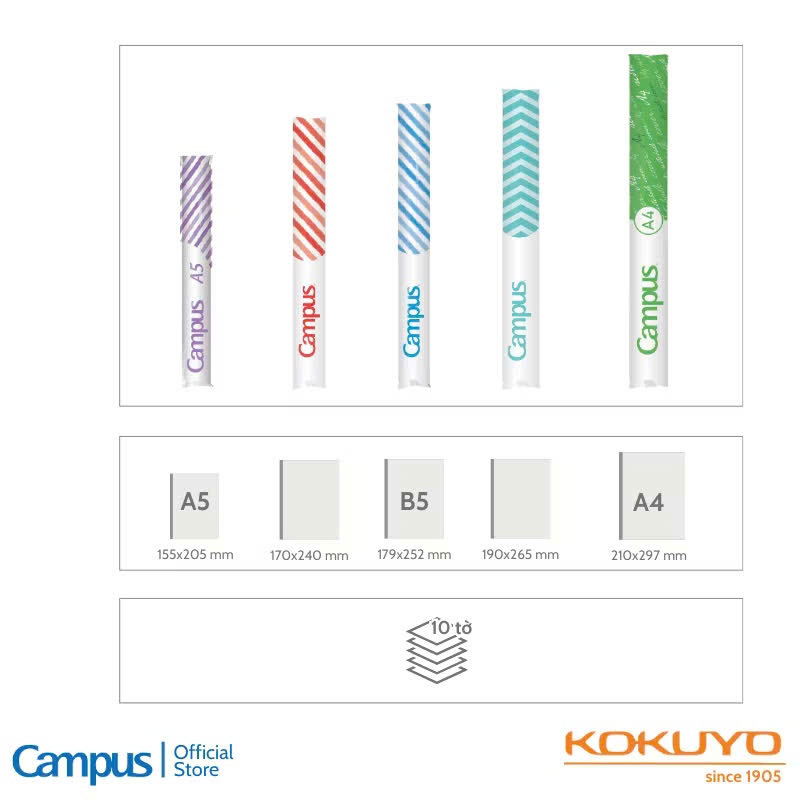Bọc SGK, bọc vở Campus 10c/túi